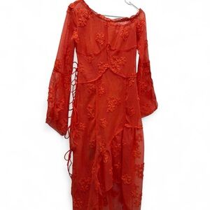 Elegant Red Lace Dress